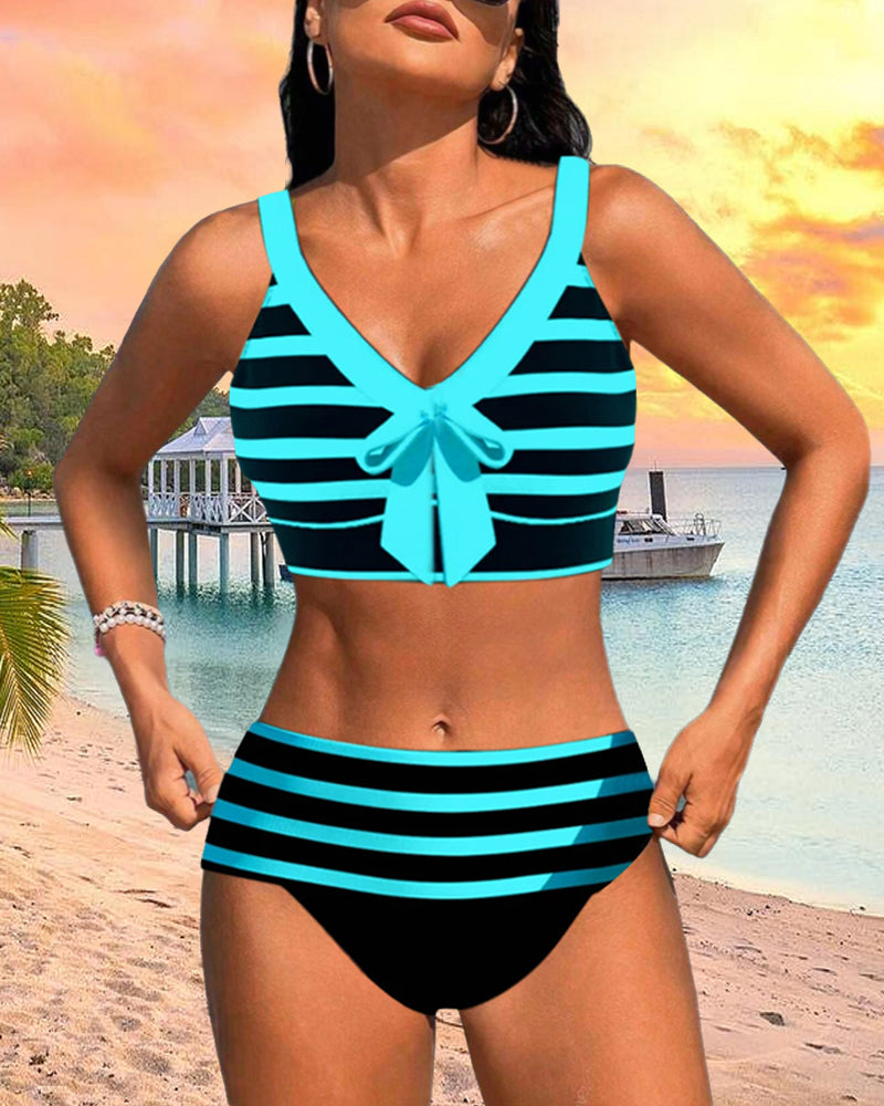 Laluna® | Gestreepte bikini met hoge taille