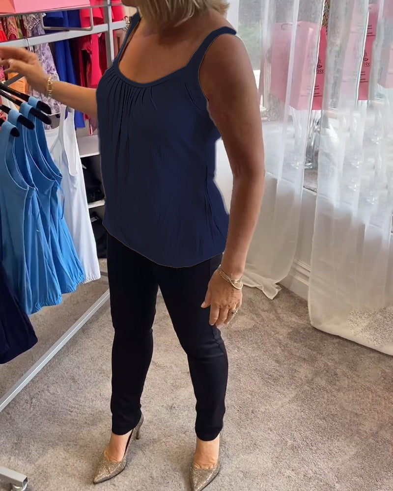 Casual mouwloze top met plooi