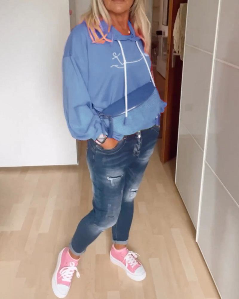 Laluna® | Losse hoodie met ankerprint