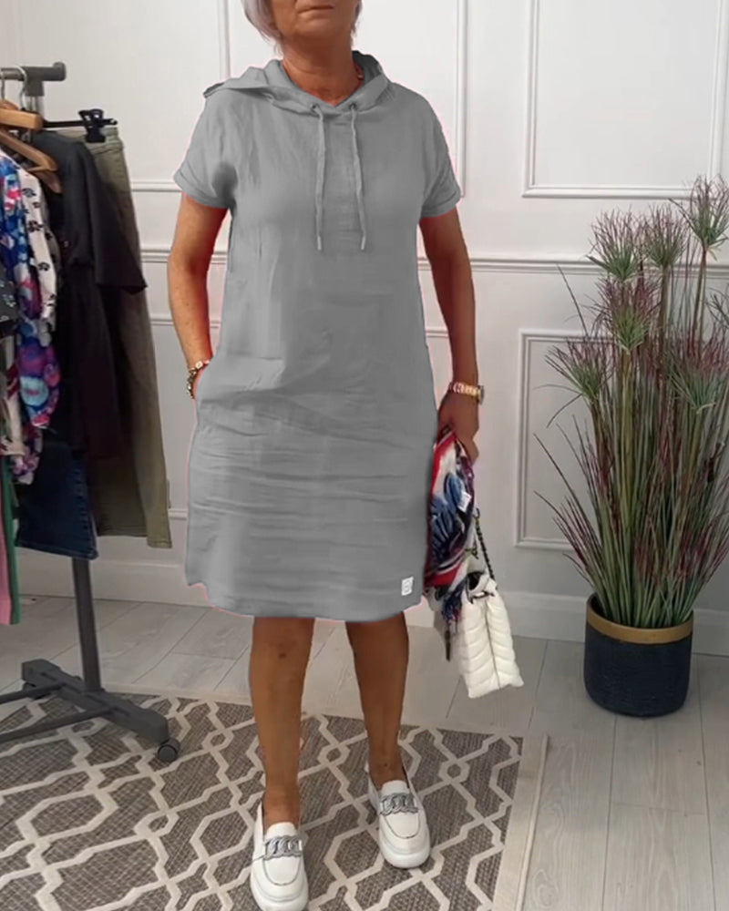 Laluna® | Vrijetijdsjurk met korte mouwen en capuchon