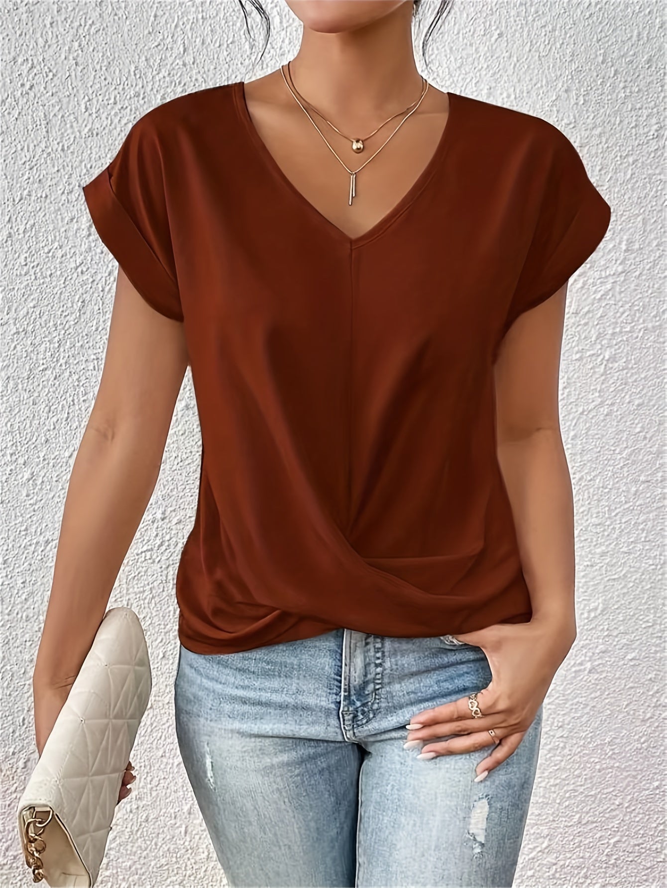 Laluna® | Casual T-shirt met sweetheart halslijn