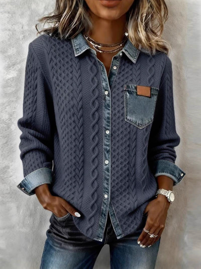 Shirt met lange mouwen en denim details