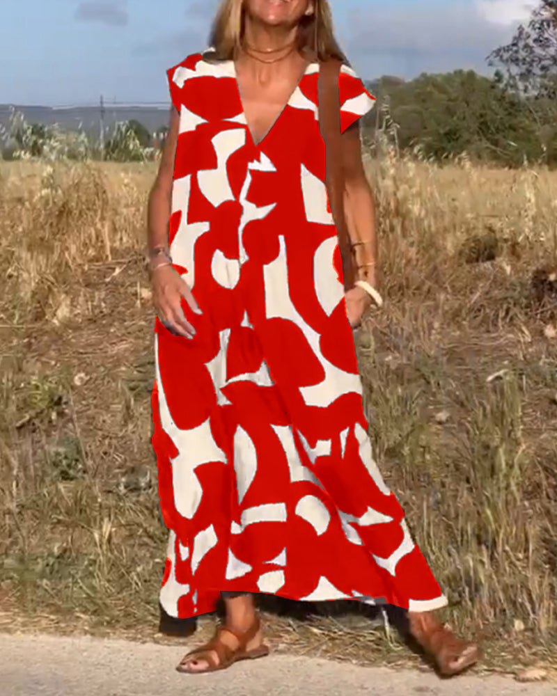 Laluna® | Jurk met print en V-hals