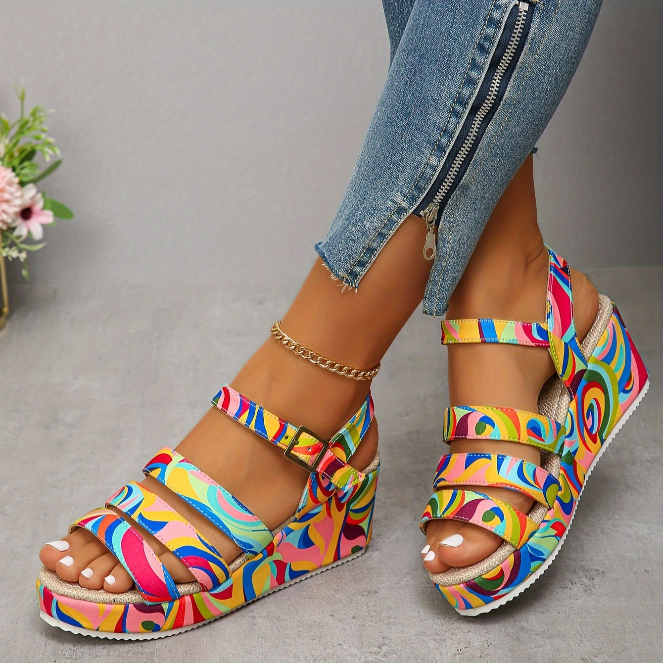 Séverine - Platform sandalen met enkelband