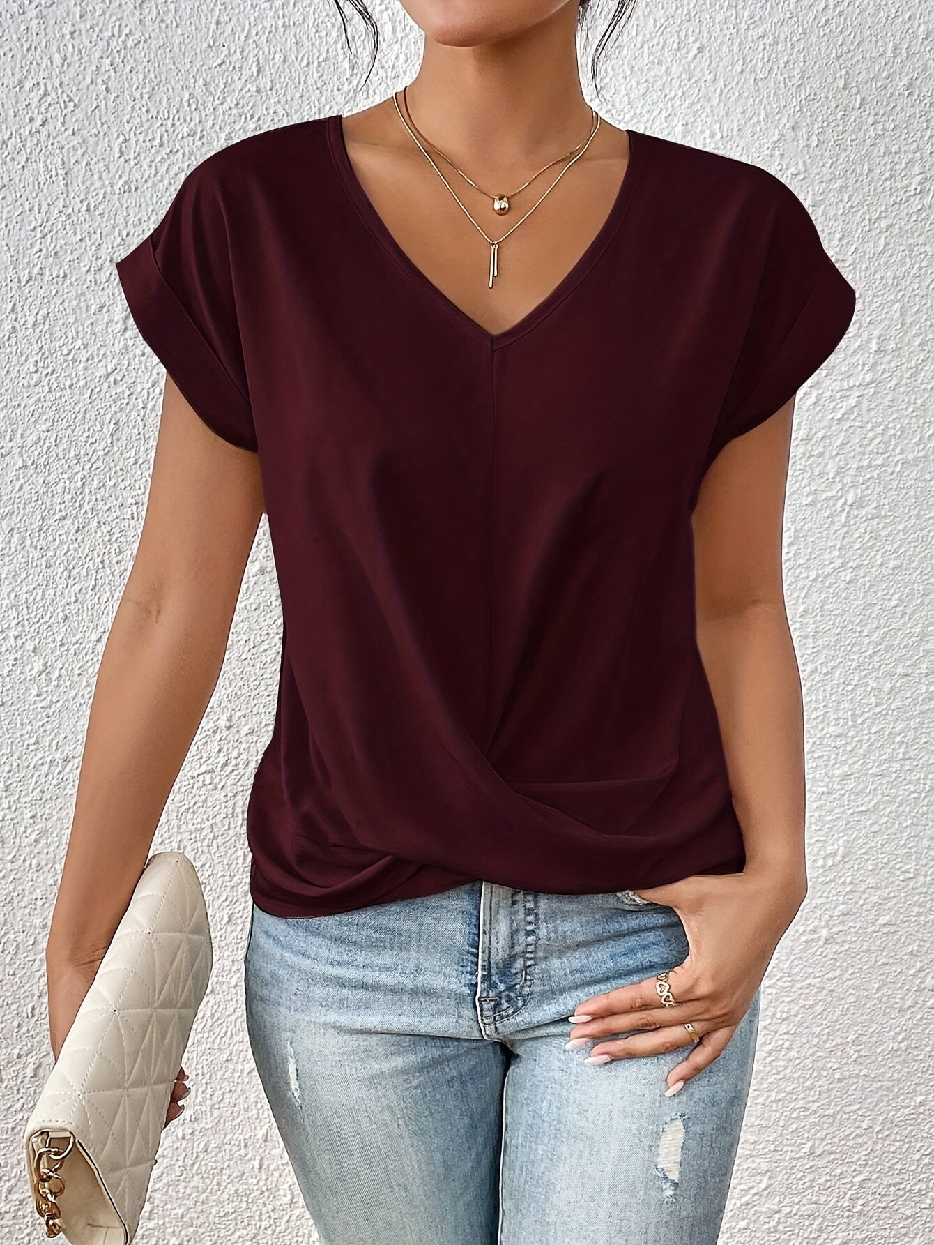 Laluna® | Casual T-shirt met sweetheart halslijn