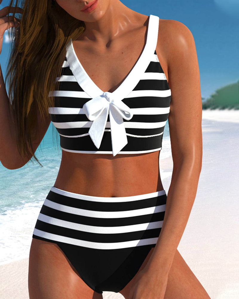 Laluna® | Gestreepte bikini met hoge taille