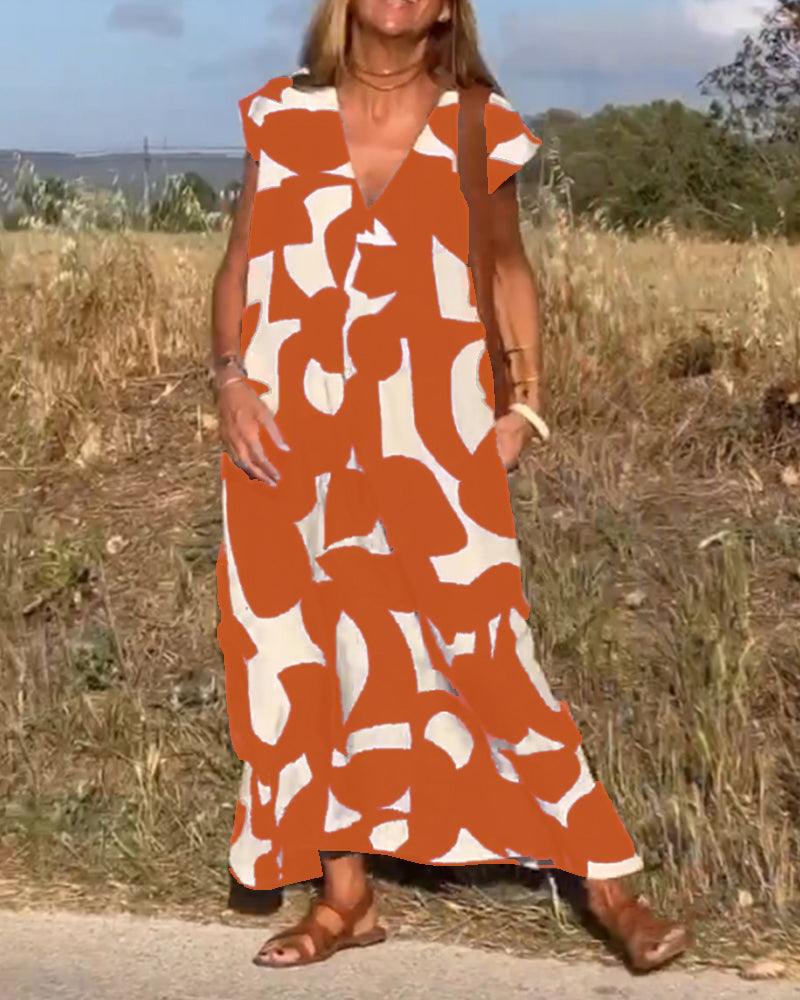 Laluna® | Jurk met print en V-hals