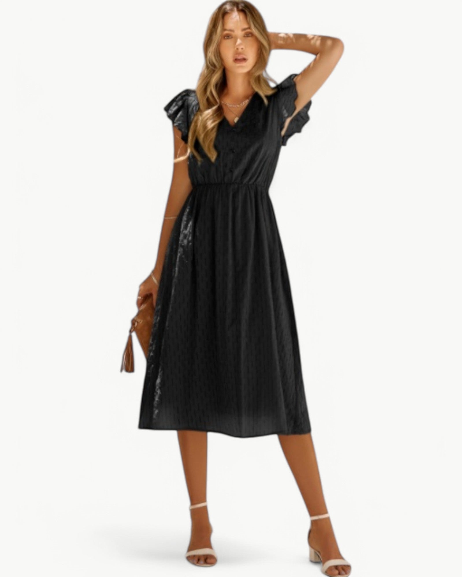 Lara | V-hals midi-jurk