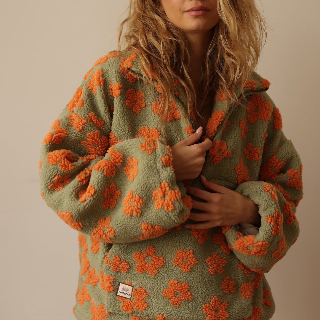 Laluna® | Fleece trui met bloemenprint