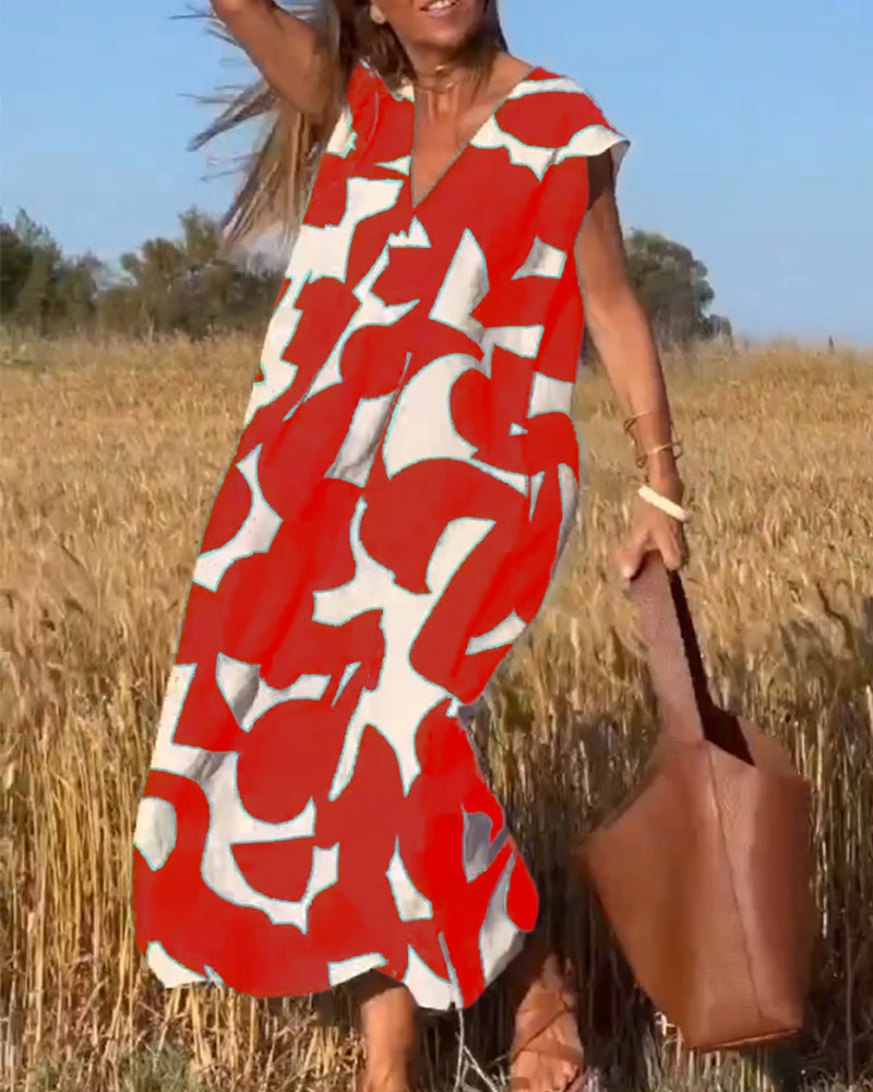 Laluna® | Jurk met print en V-hals