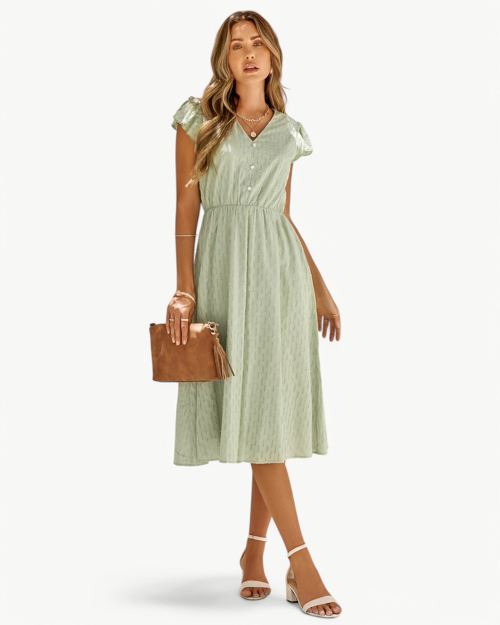 Lara | V-hals midi-jurk