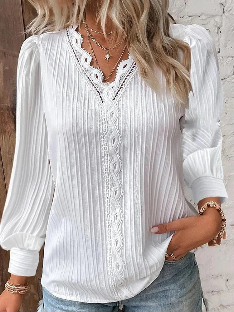 LALUNA® | CHIFFON BLOUSE MET KANT