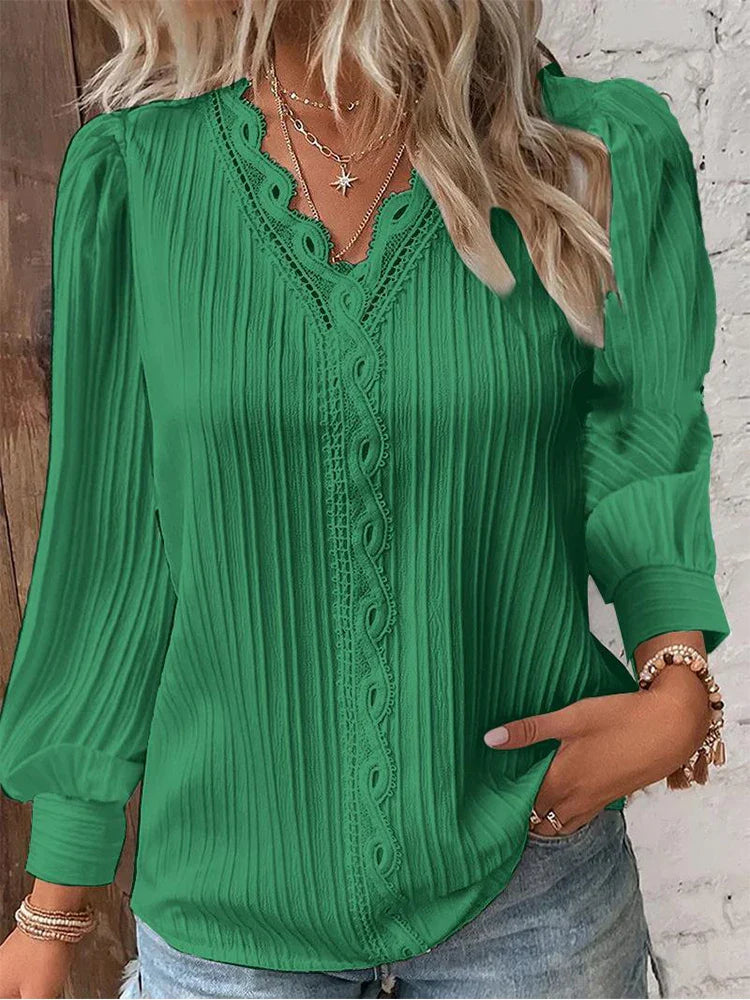 LALUNA® | CHIFFON BLOUSE MET KANT