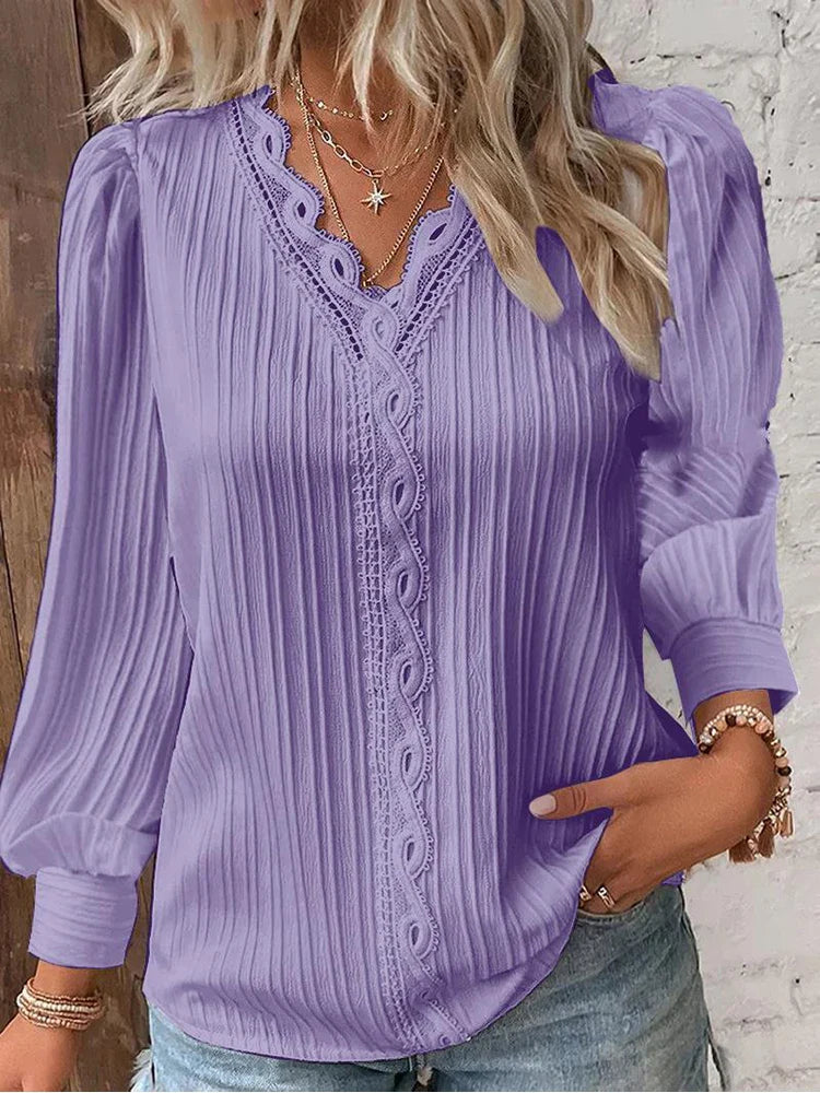 LALUNA® | CHIFFON BLOUSE MET KANT