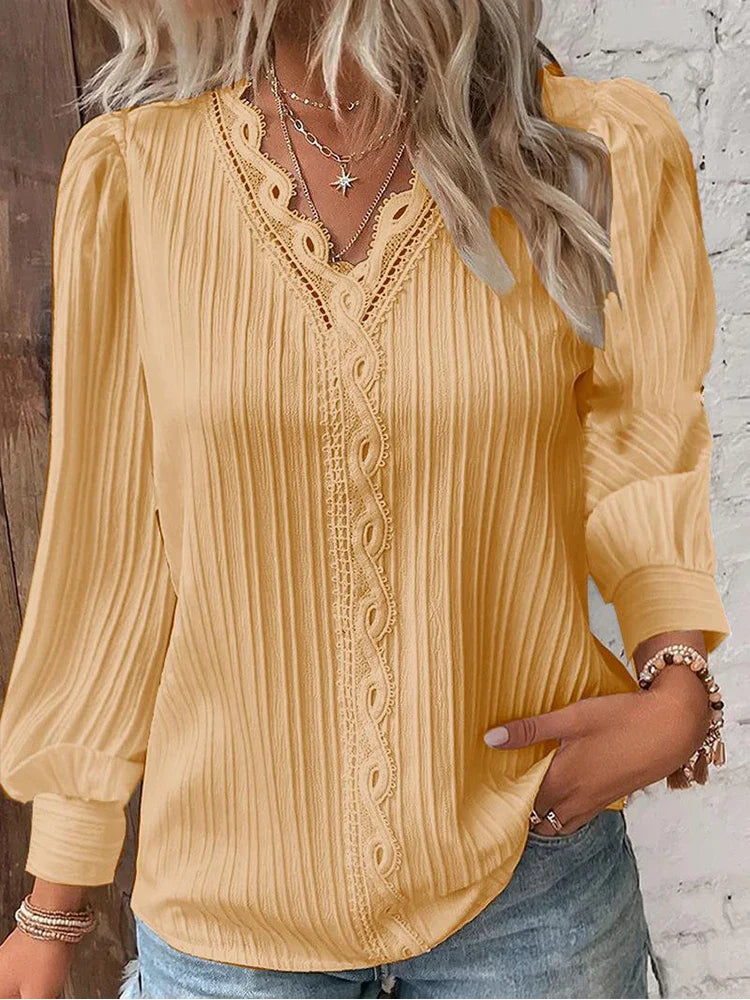 LALUNA® | CHIFFON BLOUSE MET KANT
