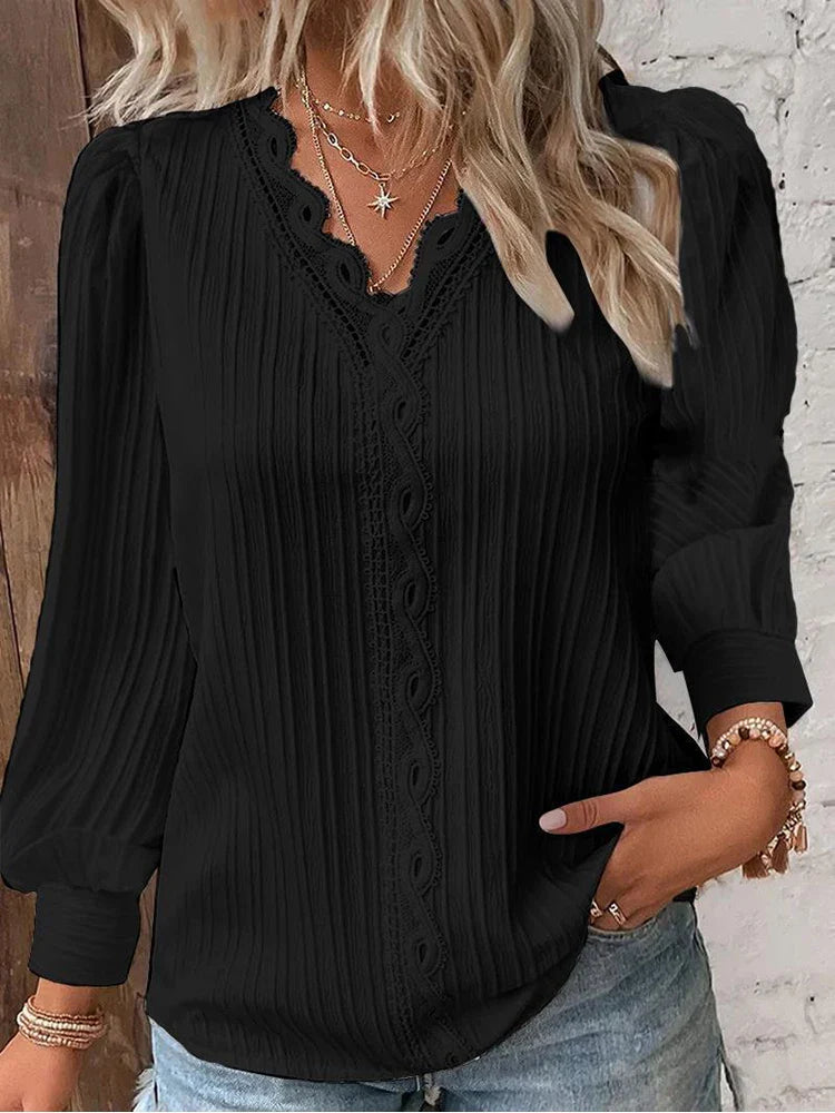 LALUNA® | CHIFFON BLOUSE MET KANT