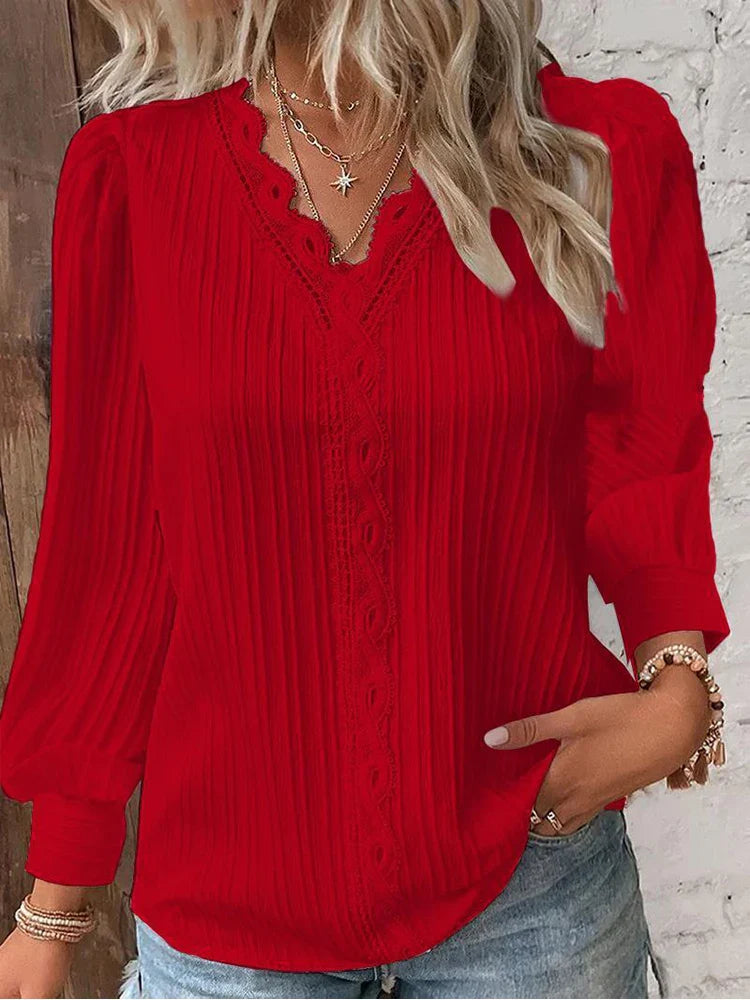 LALUNA® | CHIFFON BLOUSE MET KANT