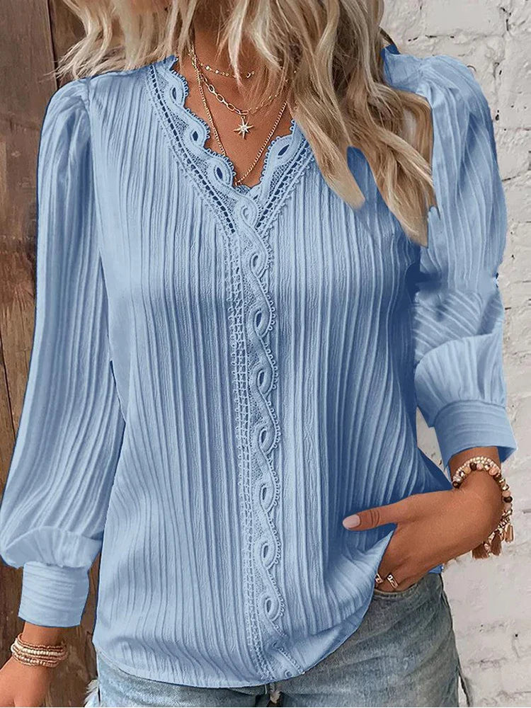 LALUNA® | CHIFFON BLOUSE MET KANT