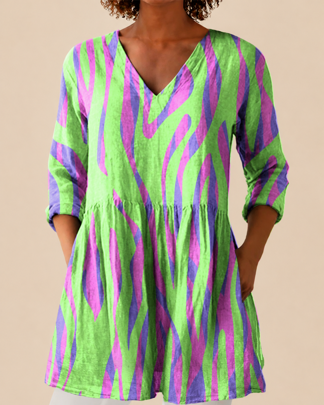 Mira | Lange Blouse met opvallend patroon