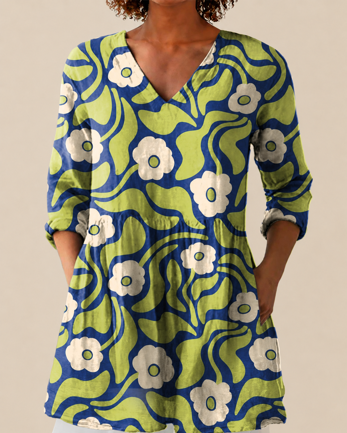 Talia | Lange Blouse met een opvallend patroon