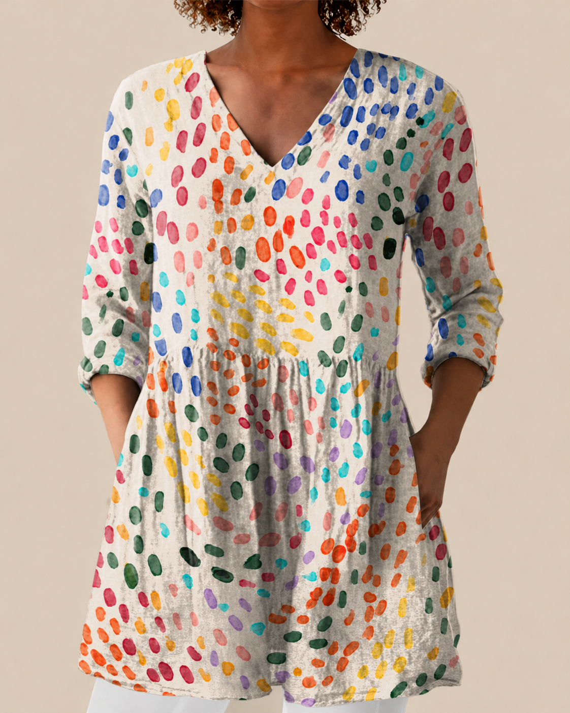 Noelle | Lange Blouse met Uitgesproken Patroon