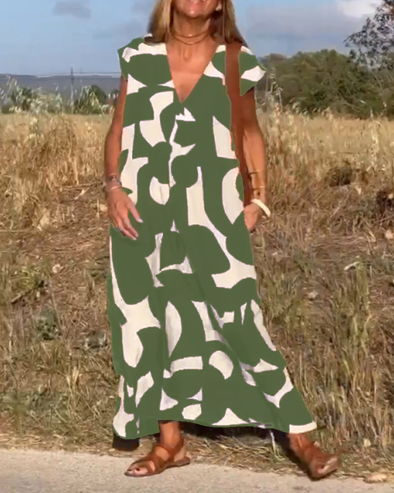 Laluna® | Jurk met print en V-hals