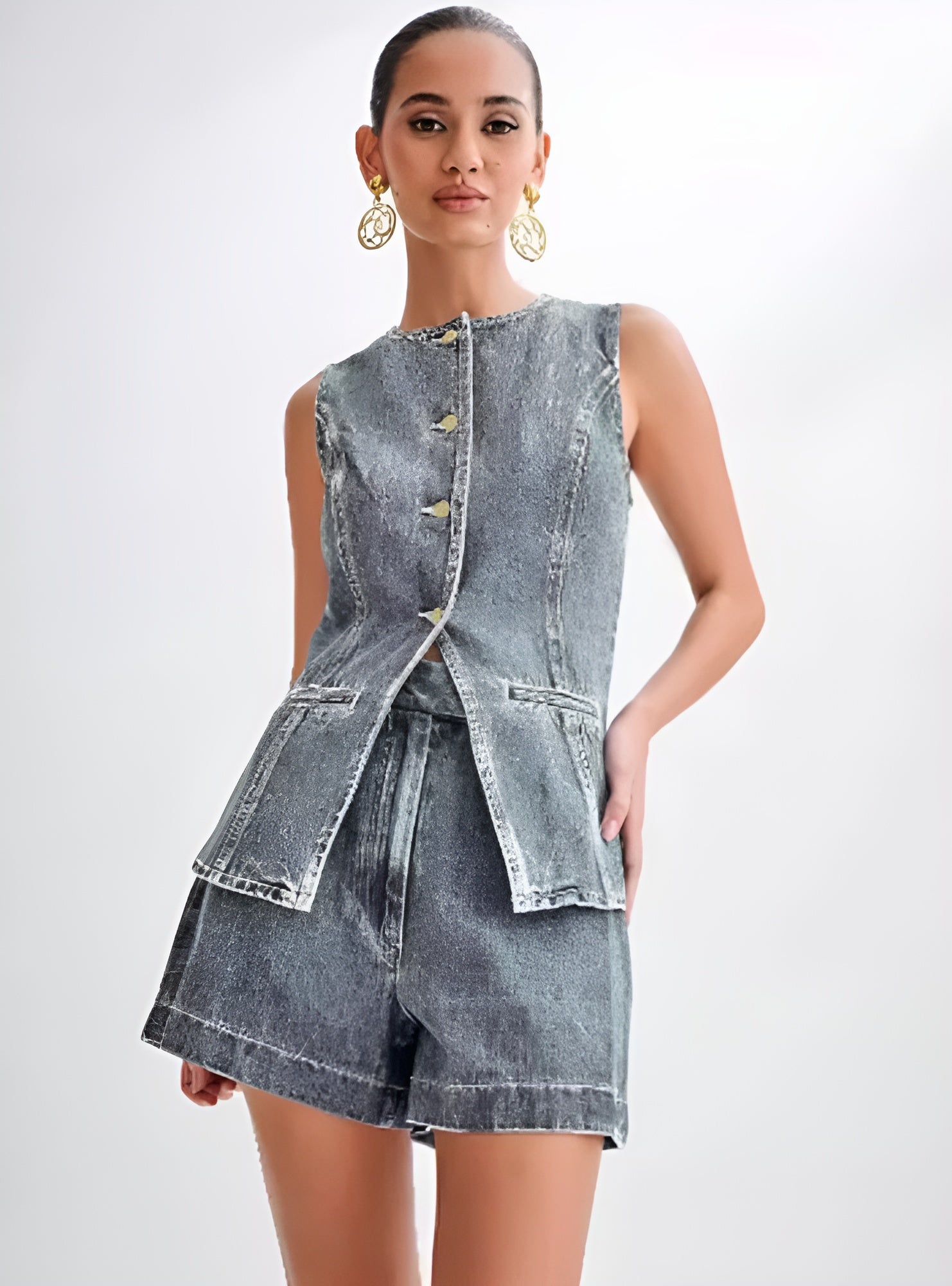 LALUNA® | DENIM BUTTON UP SET