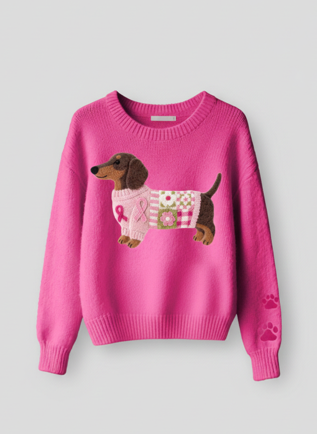 Mila – Wollen trui met vilten teckel