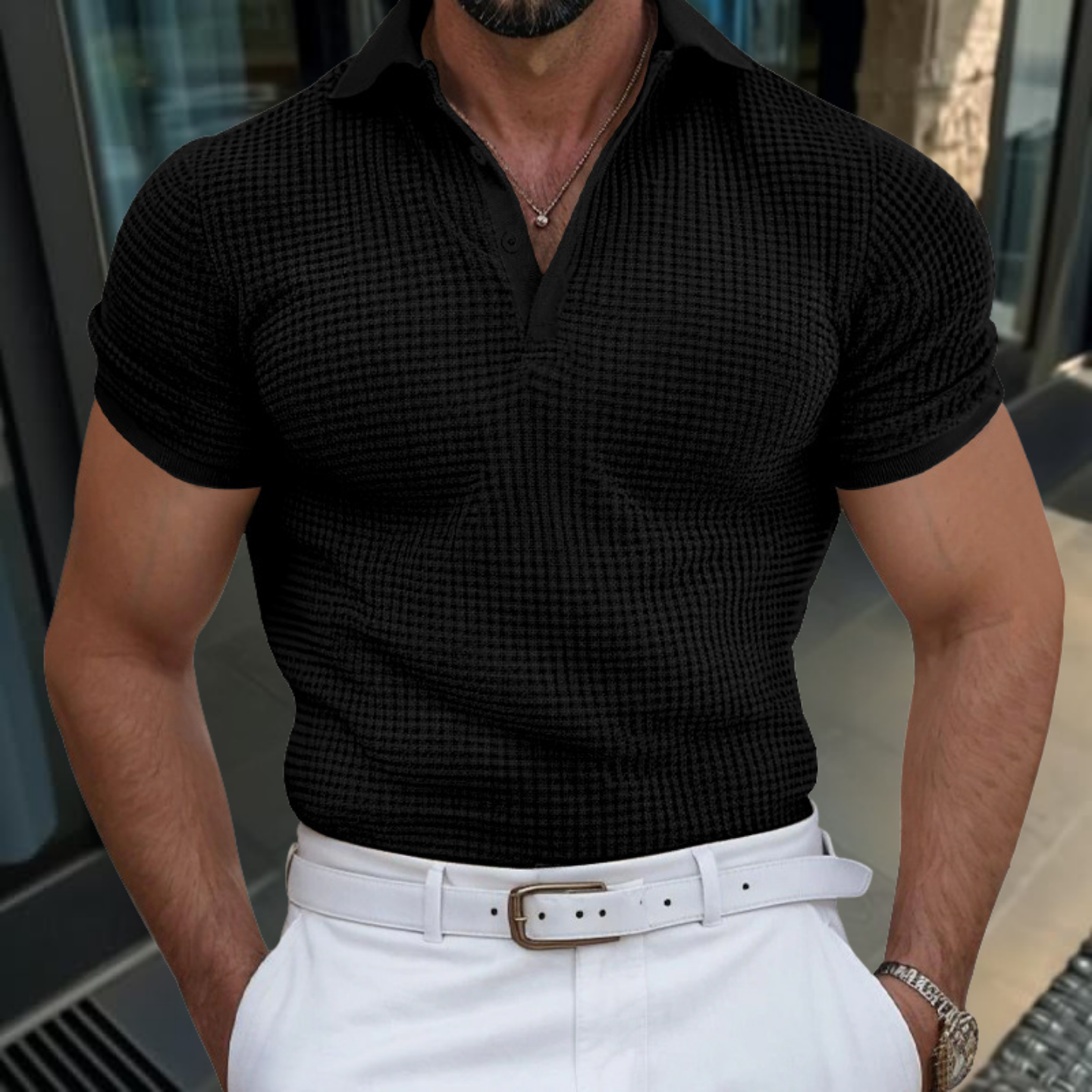 Laluna® | Geribbelde polo-T-shirt