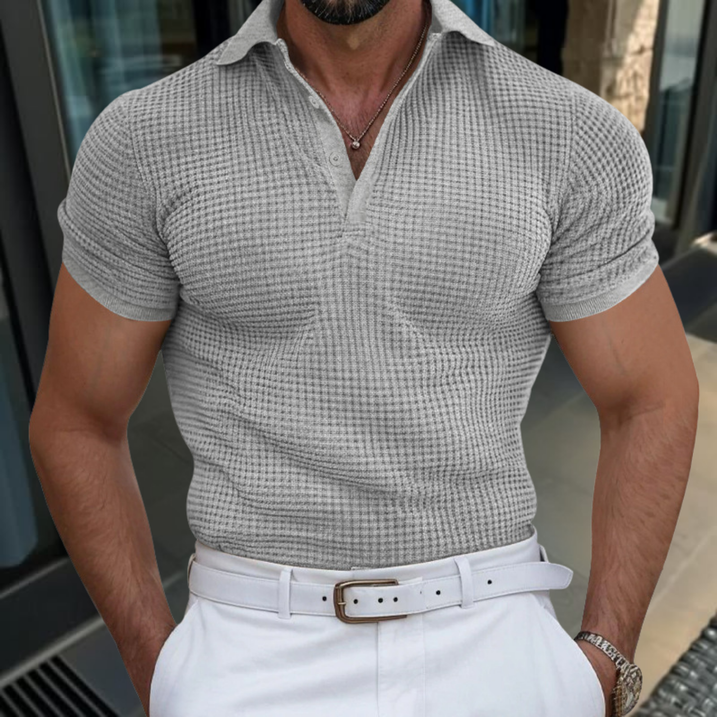 Laluna® | Geribbelde polo-T-shirt