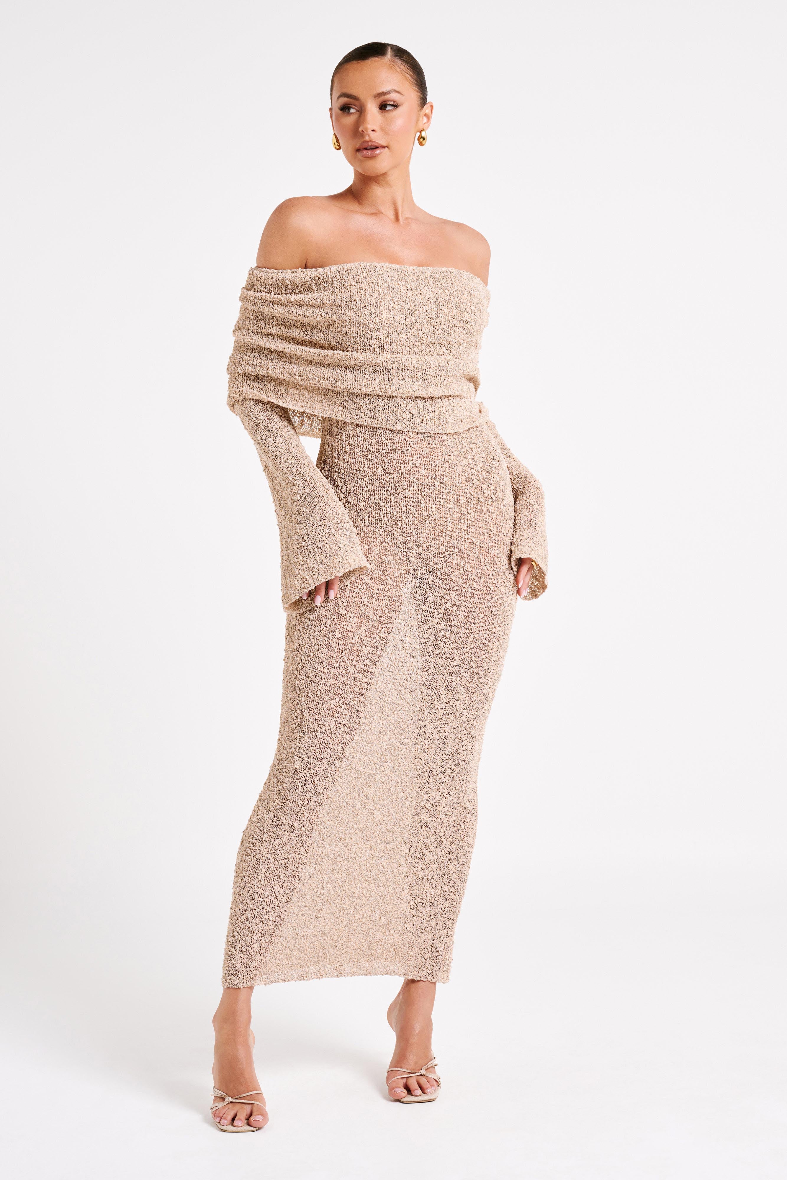 LALUNA® | OFF-SHOULDER MAXI JURK