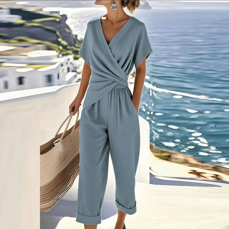 Lucia | Zomer Jumpsuit V-hals Wikkeloptiek