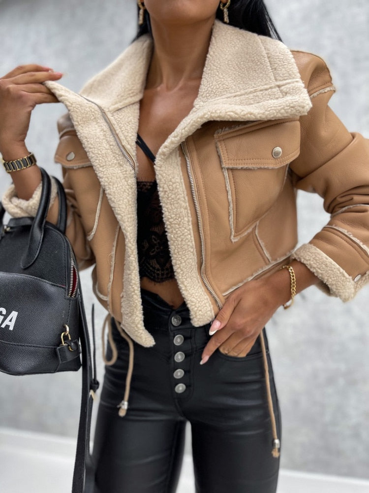 LALUNA® | LEREN JAS MET WOL