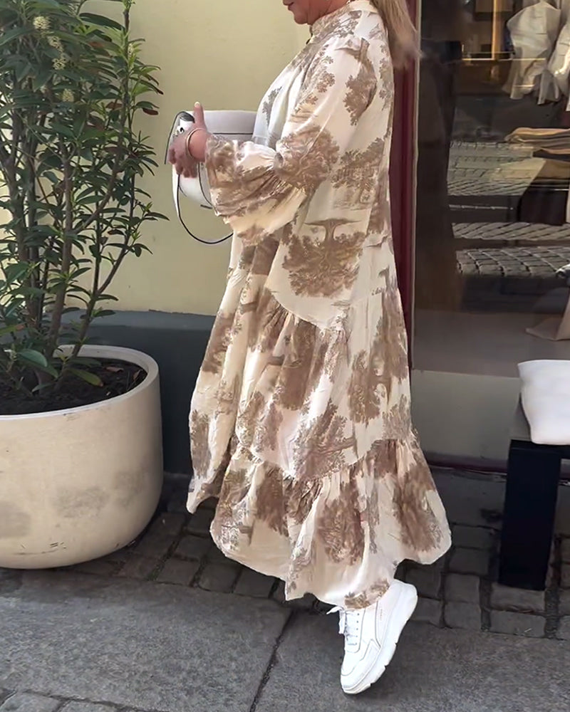 Laluna® | Patchworkjurk met V-hals en Klokmouwen