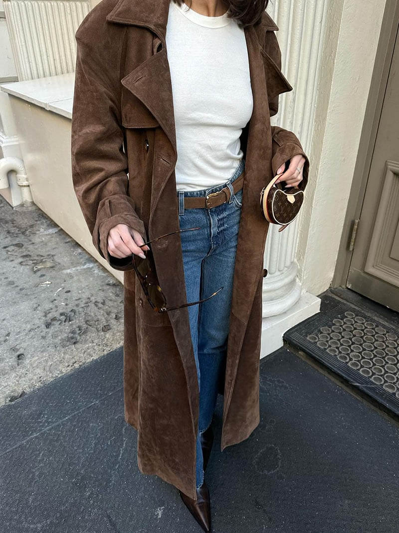 LALUNA® | FAUX SUEDE TRENCHCOAT