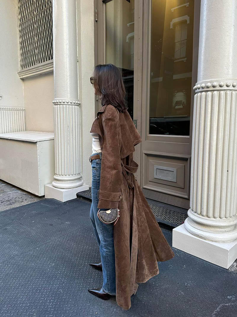 LALUNA® | FAUX SUEDE TRENCHCOAT
