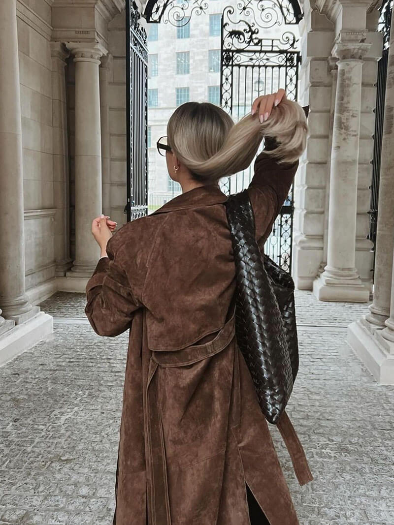LALUNA® | FAUX SUEDE TRENCHCOAT