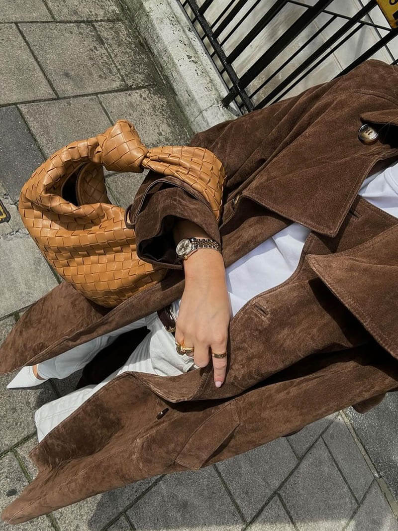 LALUNA® | FAUX SUEDE TRENCHCOAT
