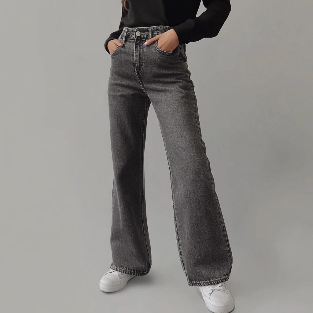 Laluna® | Grijze Damesbroek Wide Leg