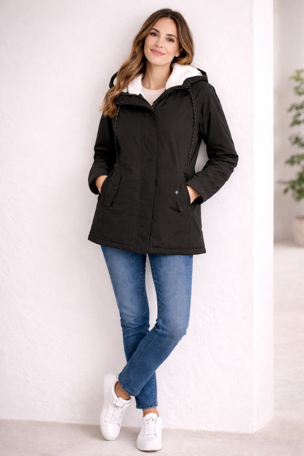 Lange Winterjas Met Capuchon & Voering