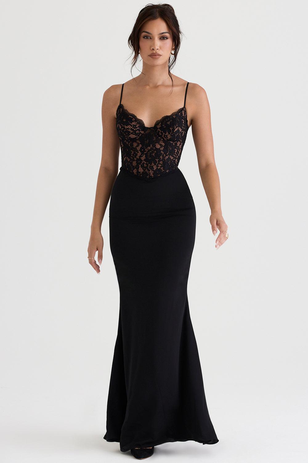 Laluna® | Zwarte Korset Maxi Jurk