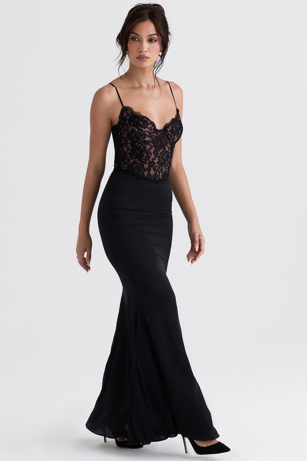 Laluna® | Zwarte Korset Maxi Jurk