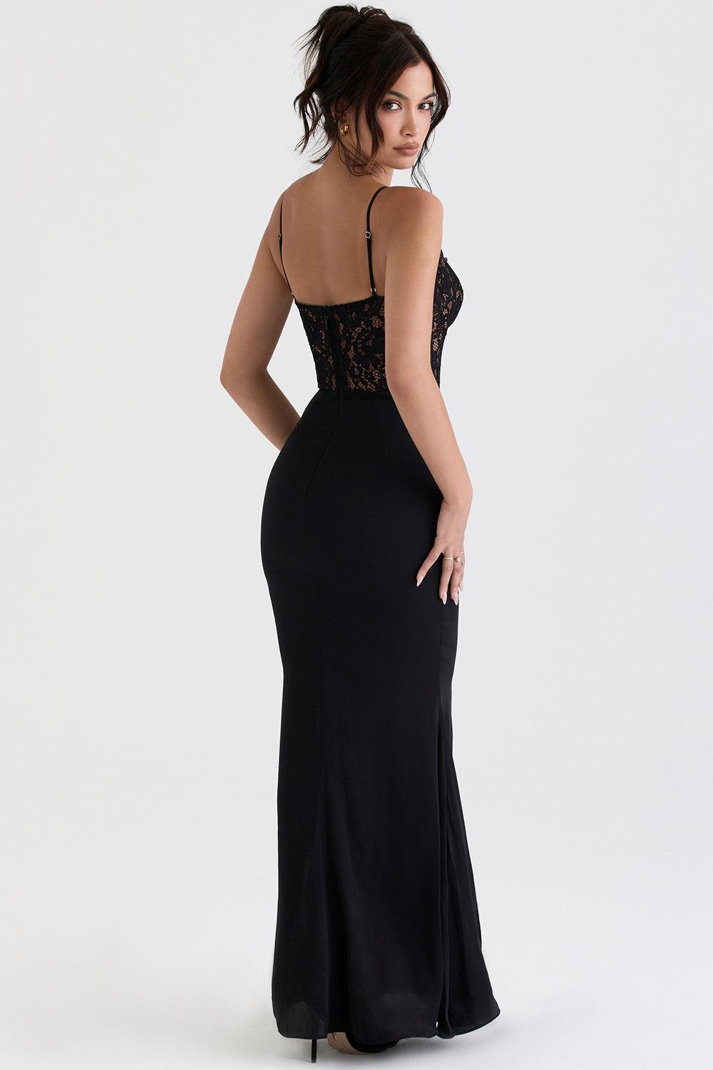 Laluna® | Zwarte Korset Maxi Jurk