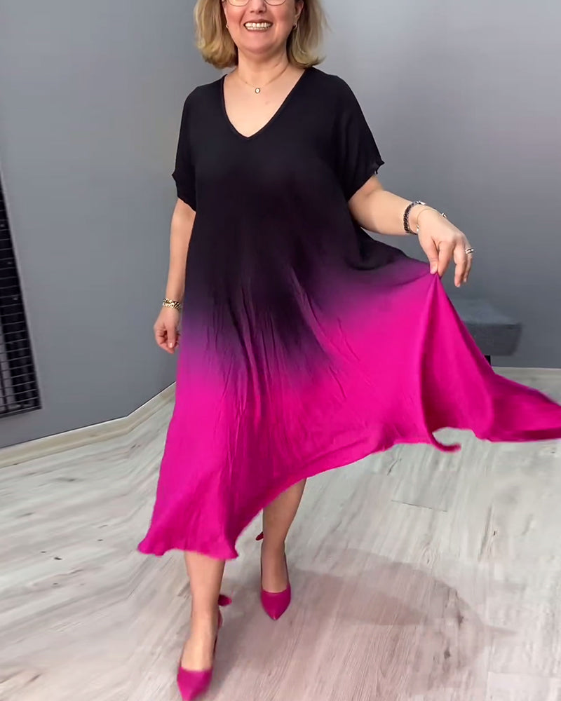 Laluna® | Casual Geplooide Ombre-jurk