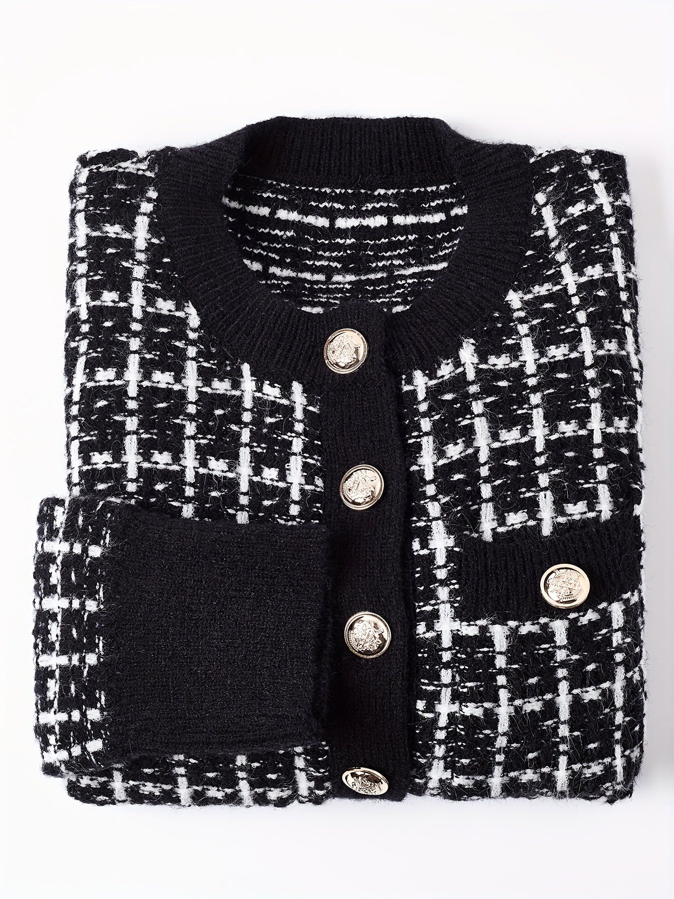 Laluna® | Geruite Cardigan Met Knoopsluiting
