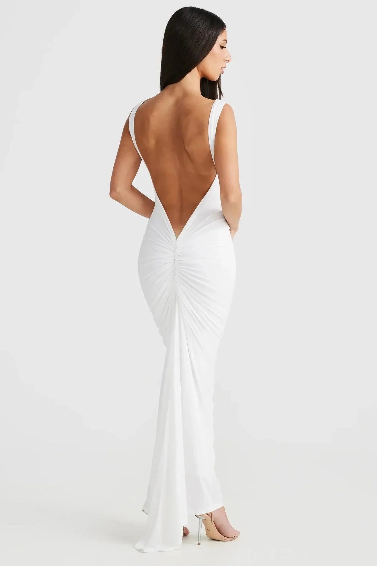 Laluna® | Backless Lang Geplooide Jurk