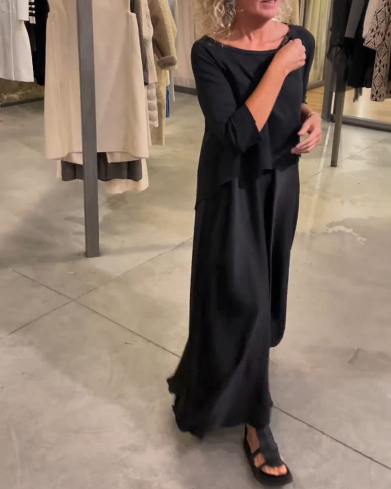 Laluna® | Tweedelige set met effen strapless jurk en topje