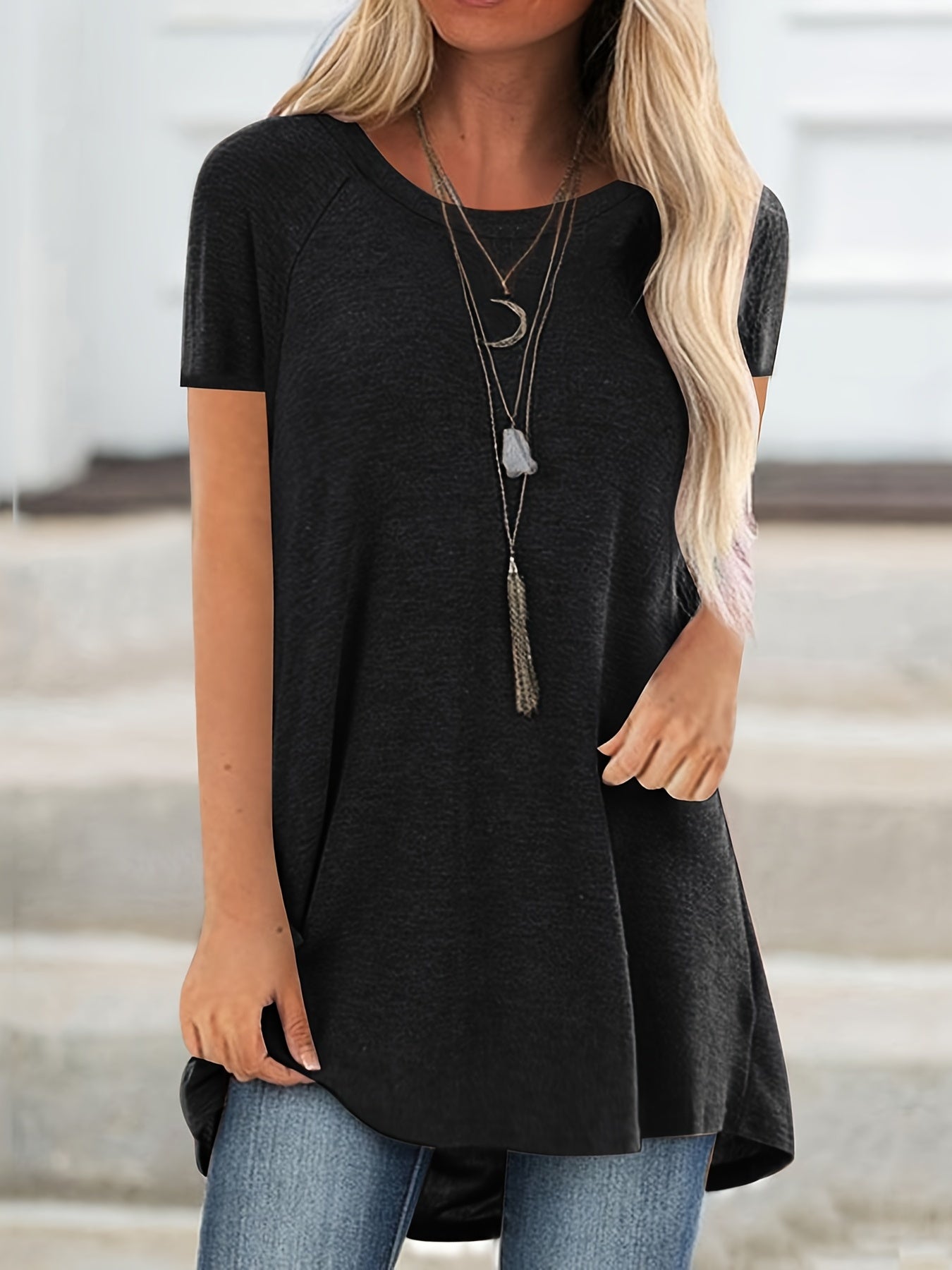 Laluna® | T-shirt met ronde hals en korte mouwen