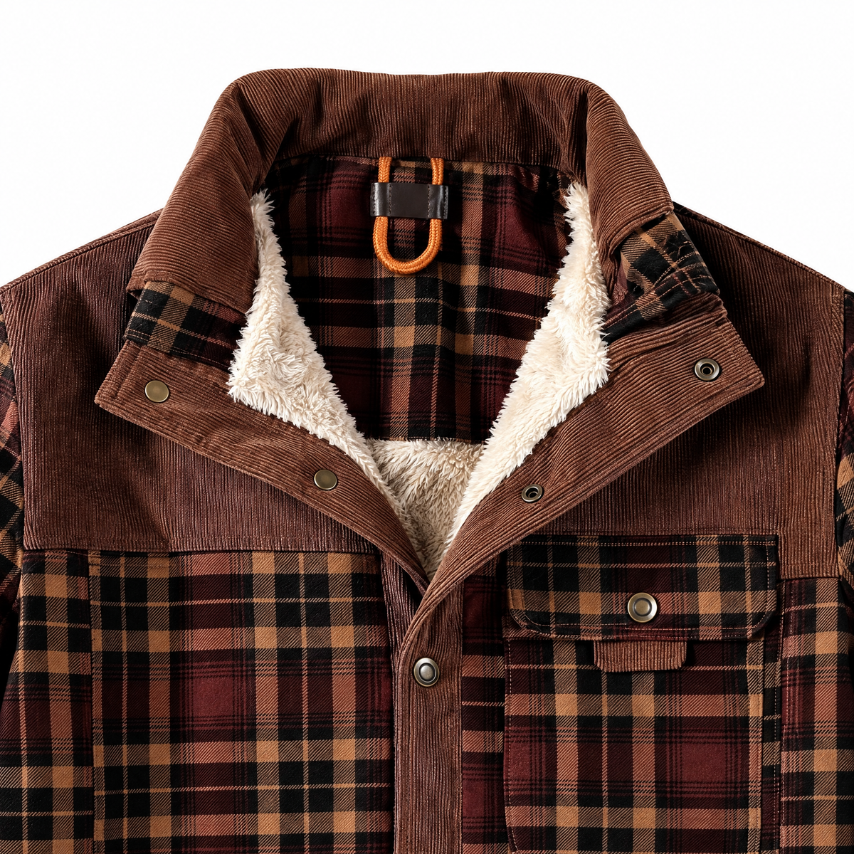 Flanellen Jas - detail kraag en fleece voering