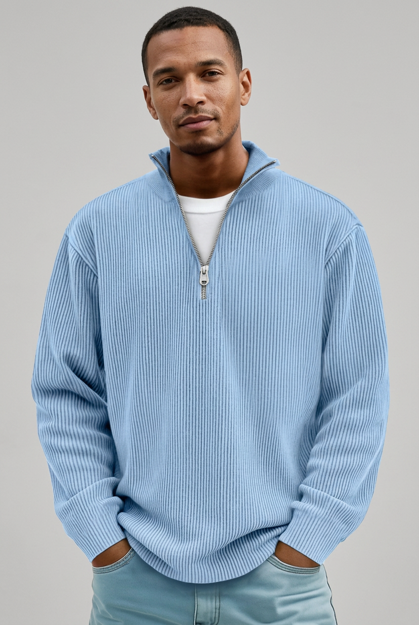 Laluna® | Geribbelde Half-Zip Trui